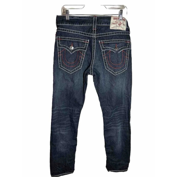 $395 Authentic Rare TRUE RELIGION Men's Classic Slim Leg Dark Denim Jeans Sz 32